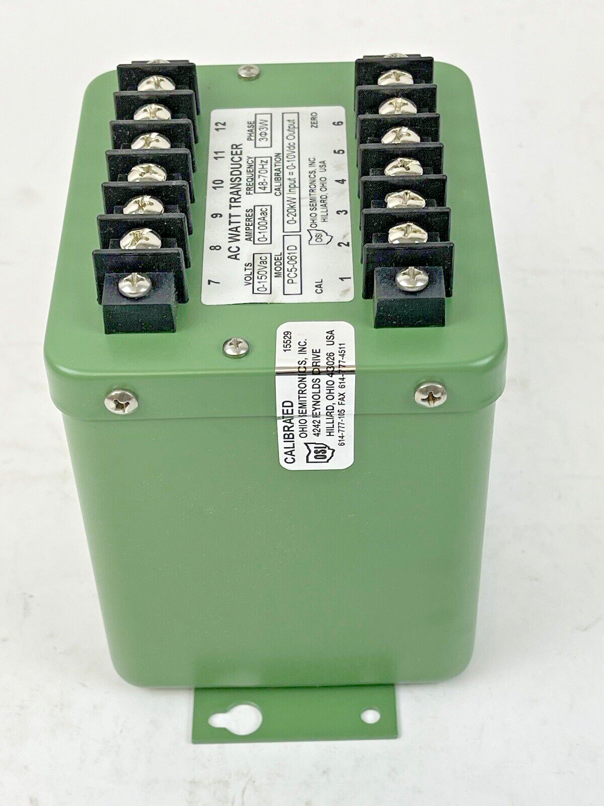 OHIO SEMITRONICS - PC5-061D - AC WATT TRANSDUCER WITH (2) CURRENT TRANSFORMERS