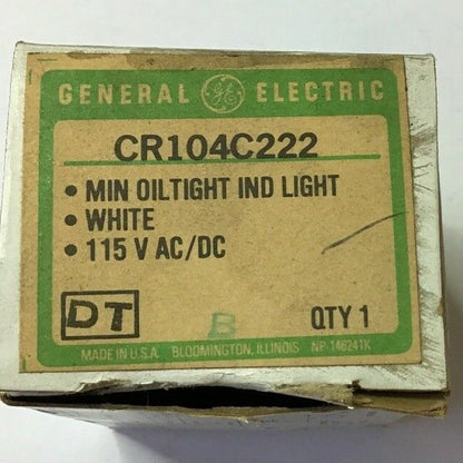 GENERAL ELECTRIC CR104C222 OILTIGHT INDICATOR LIGHT WHITE 115V AC/DC