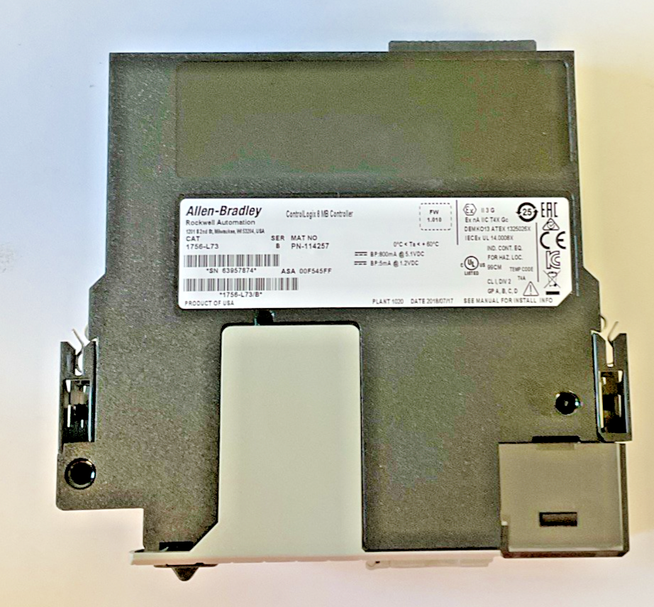 ALLEN BRADLEY 1756-L73 CONTROLLOGIX 8MB CONTROLLER SER.B FW:1.010