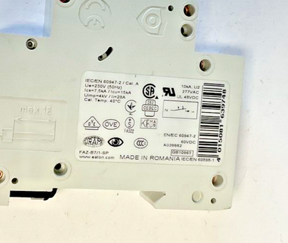 EATON FAZ-B7/1-SP CIRCUIT BREAKER 277V 48VDC CAT.A 1POLE***LOTOF3***