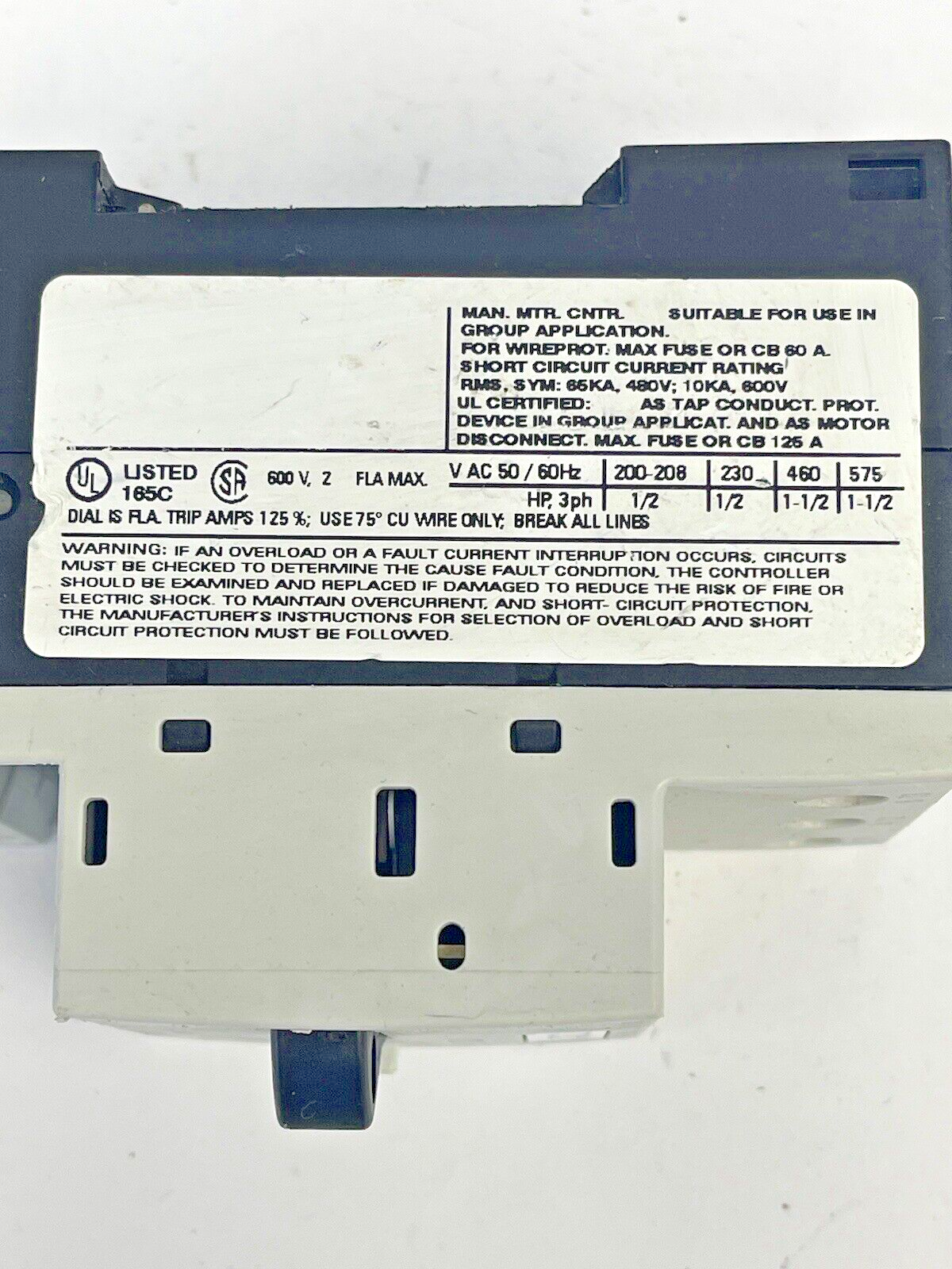 SIEMENS - 3RV1011-1BA10- CIRCUIT BREAKER / MOTOR PROTECTOR