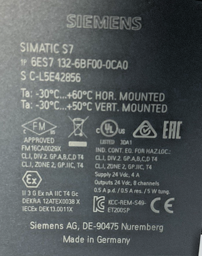 SIEMENS 6ES7 131-6BF00-0CA0 DIGITAL OUTPUT MODULE 24VDC 4A 8x24VDC/0.5A*LOTOF10*