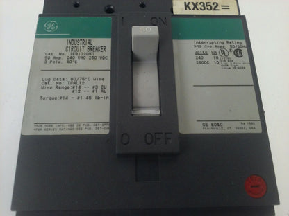 GENERAL ELECTRIC TEB132050 CIRCUIT BREAKER TRIP UNIT 3P 240V 50A 10Ka GREEN TAG