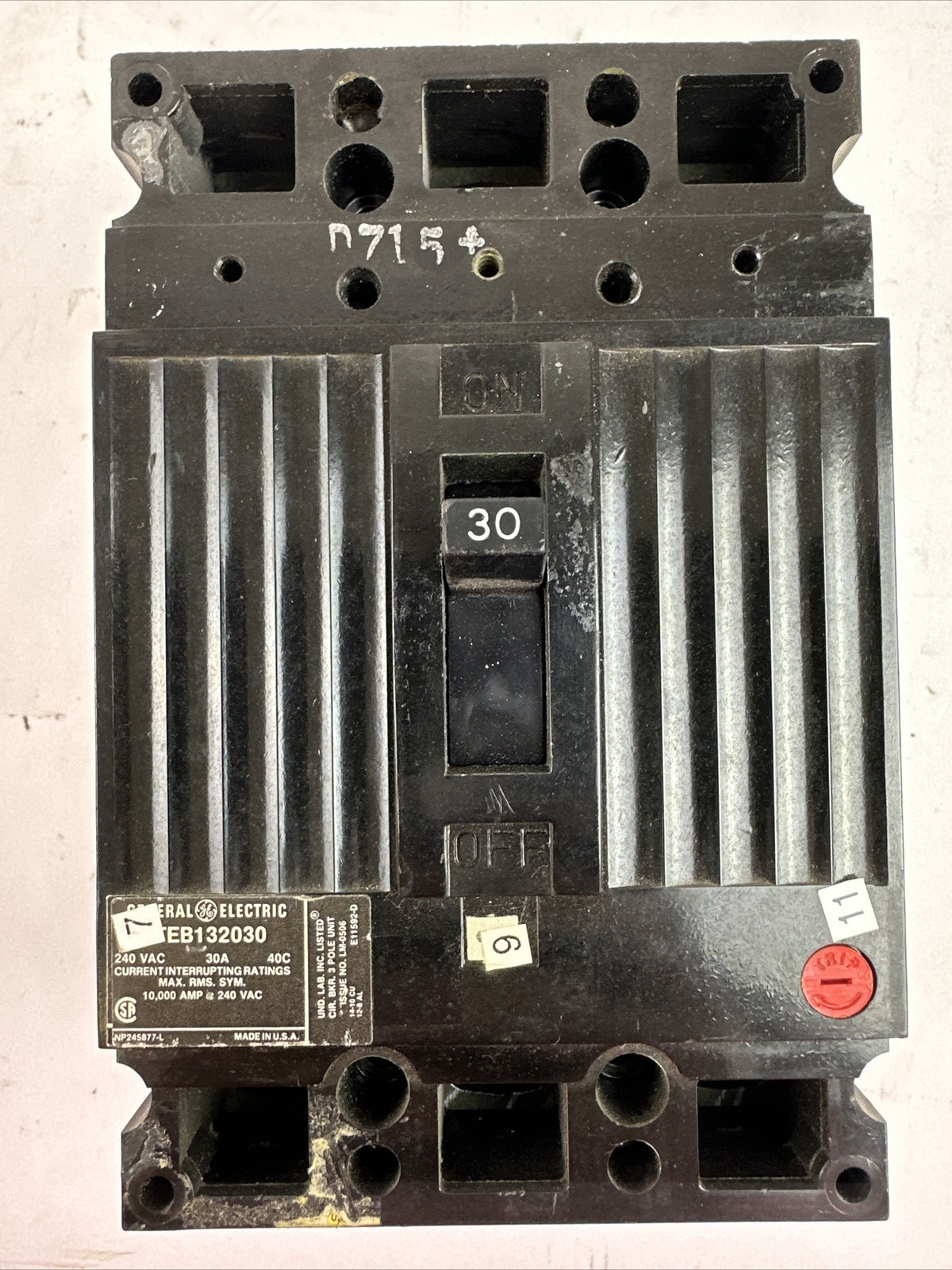 GE TEB132030 CIRCUIT BREAKER 240VAC 30A 3POLE