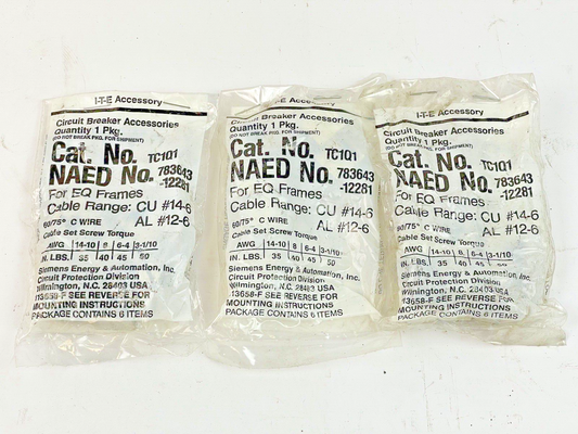 ITE / SIEMENS *LOT OF 3* - TC1Q1 - BREAKER LUG KIT  - FOR EQ FRAMES (6 PC/ PKG)