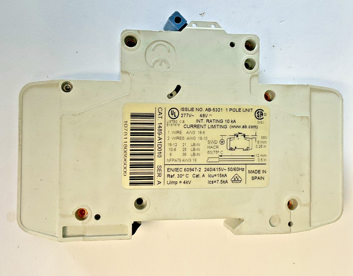 ALLEN BRADLEY 1489-A1D010 CIRCUIT BREAKER SER.A  ***LOTOF3***