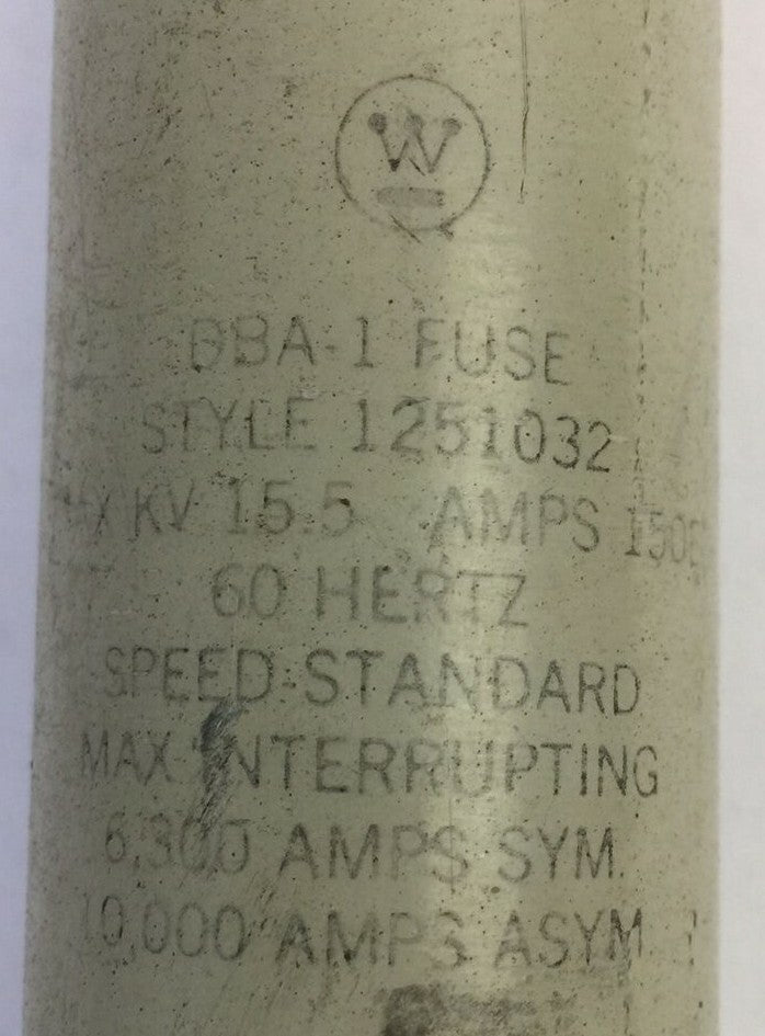 WESTINGHOUSE 1251032 DBA-1 FUSE KV 15.5 AMP 150E 60HZ SPEED STANDARD