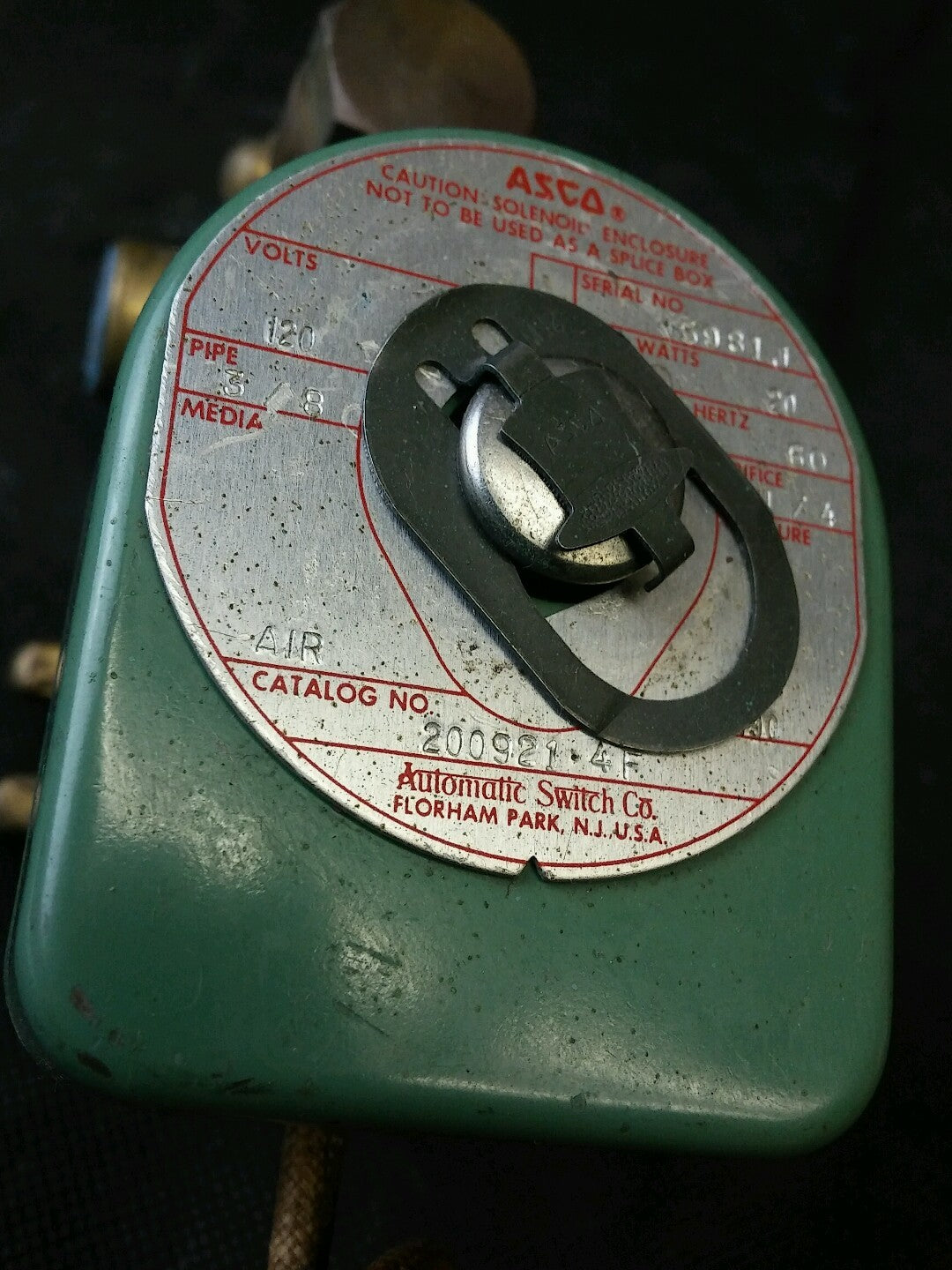 ASCO RED HAR SOLENOID VALVE 200921 4RF 110/120VAC 250PSI 1/4"
