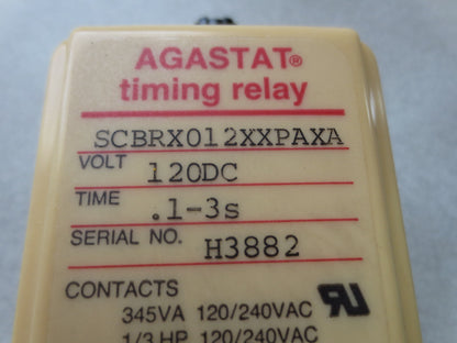 AGASTAT SCBRX012XXPAXA TIMING RELAY 120/60 - .1 to 3 Seconds - NEW SURPLUS