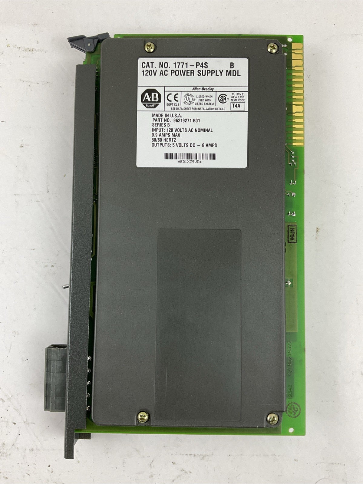 ALLEN BRADLEY 1771-P4S SER B INPUT 120VAC 0.9A OUTPUT 5VDC POWER SUPPLY MODULE