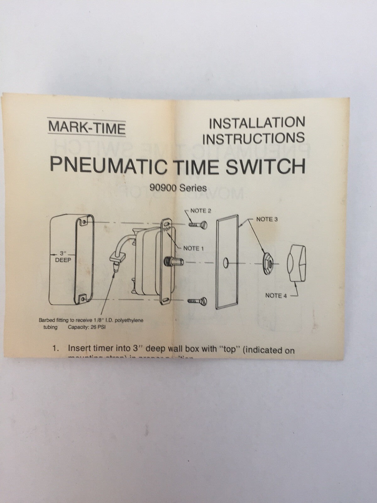 MARKTIME 90907 PNEUMATIC TIME SWITCH 3 HRS OFF TYPE WITHOUT HOLD