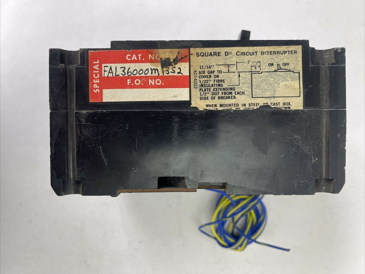 SQUARE D FAL36000M1352 MOLDED CASE CIRCUIT BREAKER 100AMP 600VAC 250VDC 3P SER 2