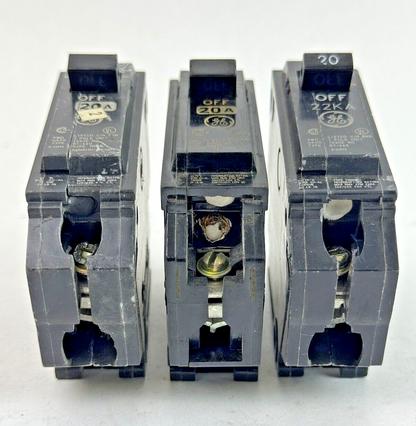 GE *LOT OF 3* - THQB120 - CIRCUIT BREAKERS - 1 POLE, 20 A, 240 VAC, TYPE THQB