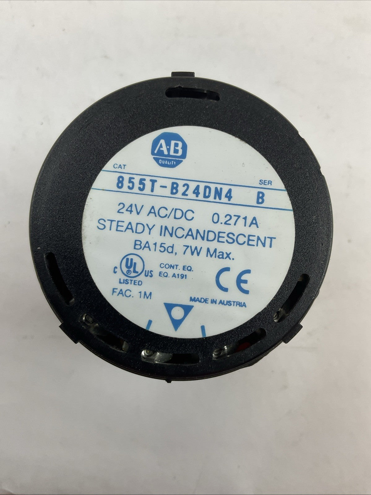 ALLEN BRADLEY 855T-B24DN4 SER B 24V 0.271A STEADY INCANDESCENT RED STACK LIGHT