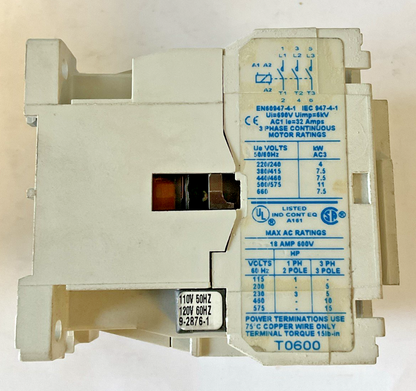 CUTLER HAMMER CE15DNS3AB CONTACTOR SIZE D 110/120V 50/60HZ 18AMP SER.B1