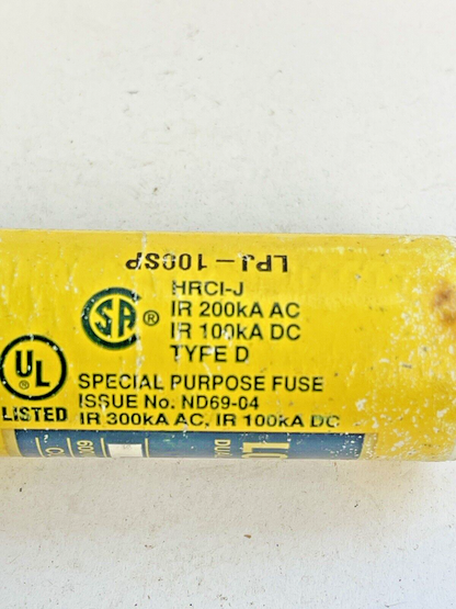 COOPER BUSSMANN LPJ-100SP DUAL ELEMENT CURRENT LIMITING FUSE 600VAC
