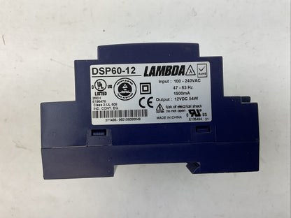 LAMBDA DSP60-12 OUTPUT 12VDC 54W INPUT 100-240VAC 1500mA POWER SUPPLY