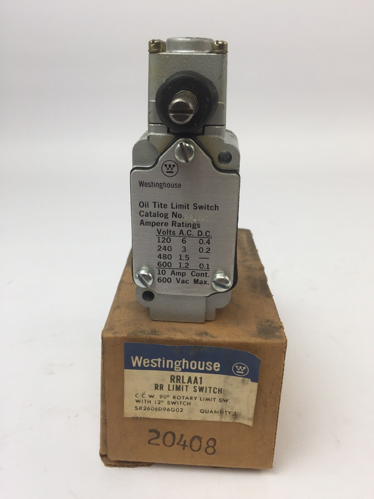 WESTINGHOUSE RRLAA1 OIL TITE LIMIT SWITCH 600VAC 10 AMP