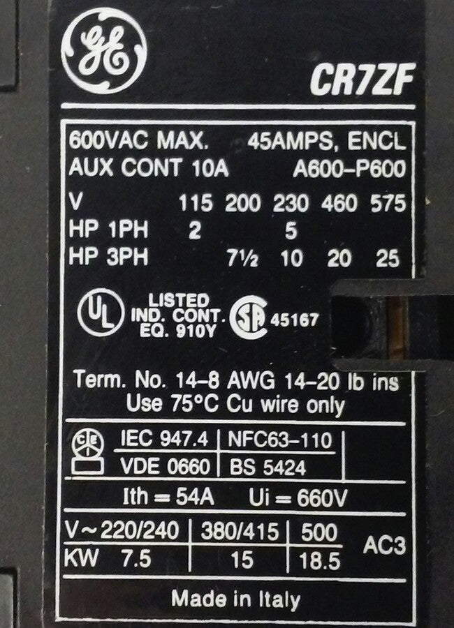 GENERAL ELECTRIC CR7ZFL (NEW SURPLUS)