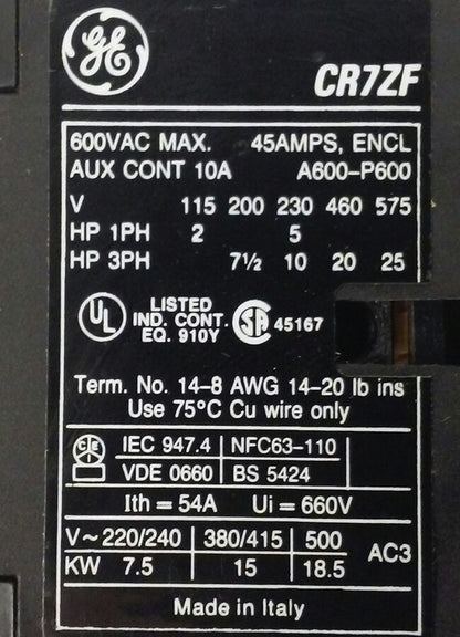 GENERAL ELECTRIC CR7ZFL (NEW SURPLUS)