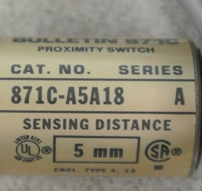 ALLEN-BRADLEY 871C-A5A18 CYLINDRICAL INDUCTIVE PROXIMITY SWITCH / 10-30VDC 18mm