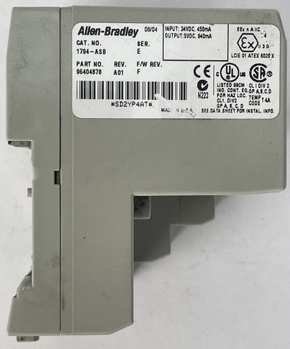 ALLEN BRADLEY 1794-ASB SER E REV A01 F/W REV F OUTPUT 5VDC INPUT 24VDC POWER