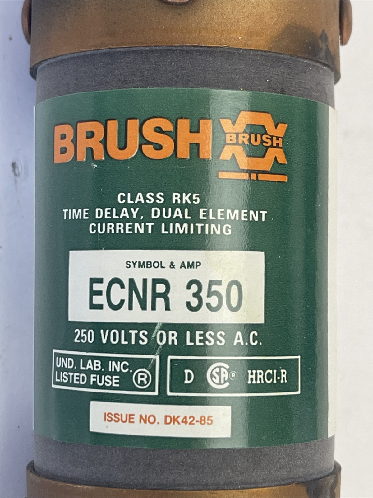 BRUSH ECNR350 TIME DELAY DUAL ELEMENT CLASS RK5 FUSE 350AMP 250VAC CURRENT LIMIT