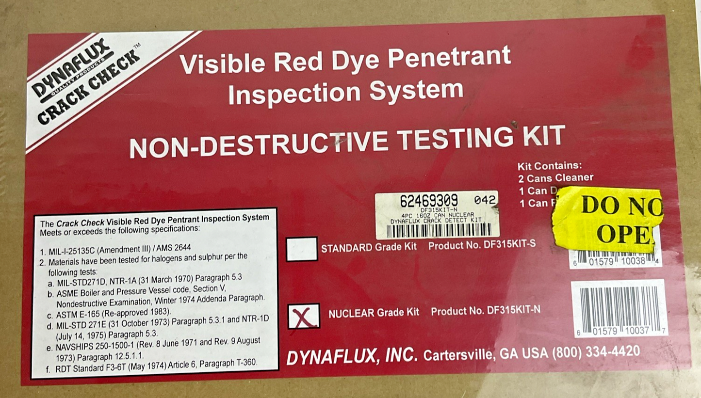 DYNAFLUX DF-315-KIT-N VISIBLE RED DYE TESTING KIT NUCLEAR GRADE KIT