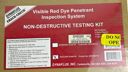 DYNAFLUX DF-315-KIT-N VISIBLE RED DYE TESTING KIT NUCLEAR GRADE KIT