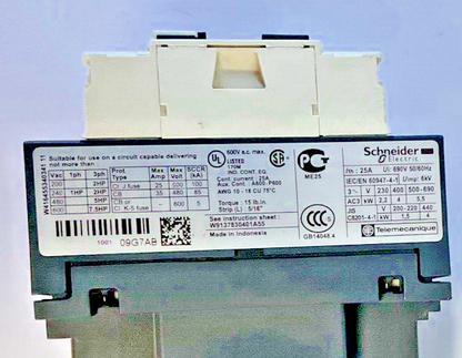 SCHNEIDER ELECTRIC LC1 D09 CONTACTOR 25A 690V 50/60HZ
