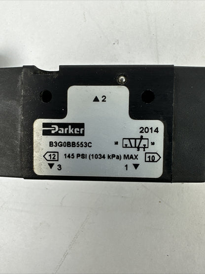 PARKER B3G0BB553C SOLENOID VALVE 145PSI P2E-KV31F 120V 60HZ 1.6VA