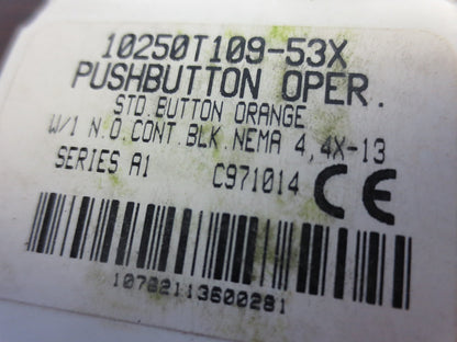 CUTLER-HAMMER 10250T109-53X PUSHBUTTON OPERATOR ORANGE 1N.O. NEW SURPLUS