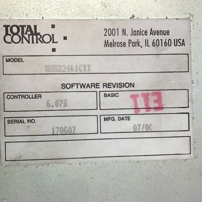 TOTAL CONTROL PRODUCTS CRTXXXXXC1A SER.E CONTROL PANEL W/MMS22461CXX CON.PROCESS