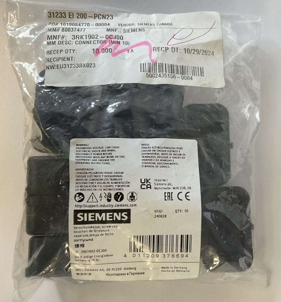 SIEMENS 3RK1902-0CJ00 POWER SOCKET COVER *BAG OF TEN*