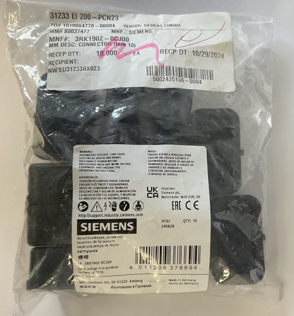 SIEMENS 3RK1902-0CJ00 POWER SOCKET COVER *BAG OF TEN*