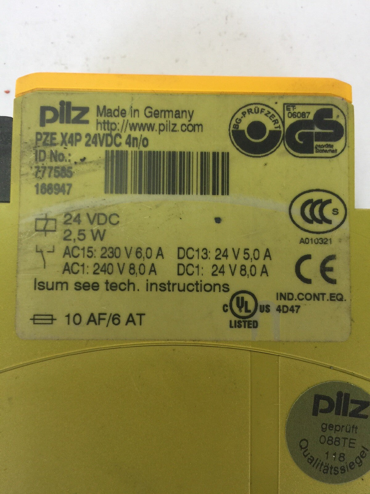 PILZ PZE X4P 24VDC 4n/o SAFETY RELAY 24VDC 2.5W