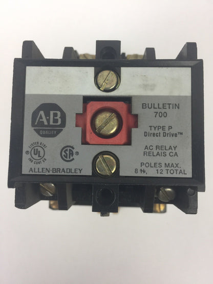 ALLEN BRADLEY 700-P200A1 AC RELAY SER B 115-120V 60HZ 110V 50HZ COIL