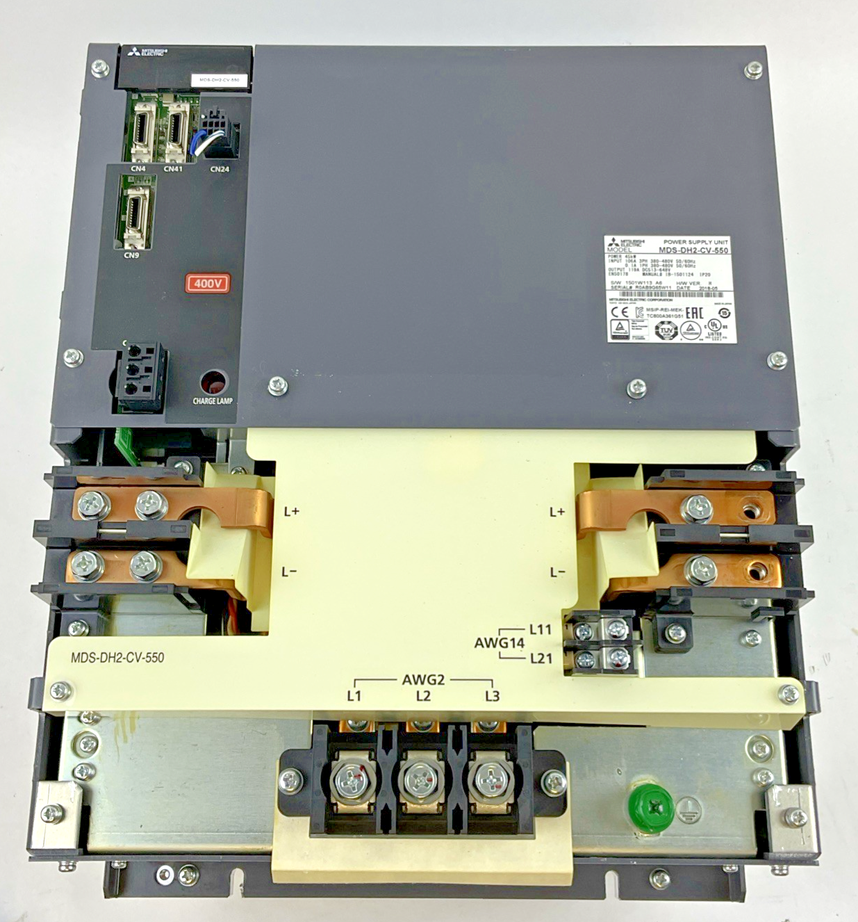 MITSUBISHI MDS-DH2-CV-550 SERVO DRIVE 45KW VER.H 480V 106A/119A 50/60HZ