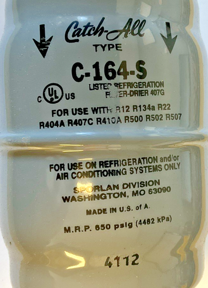 SPORLAN C-164-S CATCH-ALL FILTER-DRIER 1/2 ODF SOLDER 650PSIG