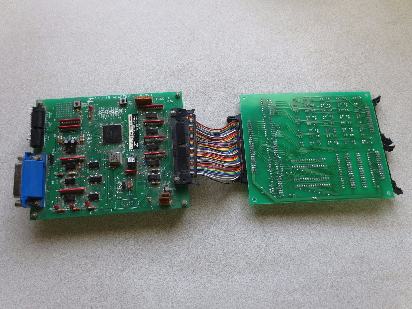 ZENISU-KEISOKU GP-IB ADAPTER ZS-6122B + HASHIMOTO H-076 w/ RIBBON CABLE, ASS'Y