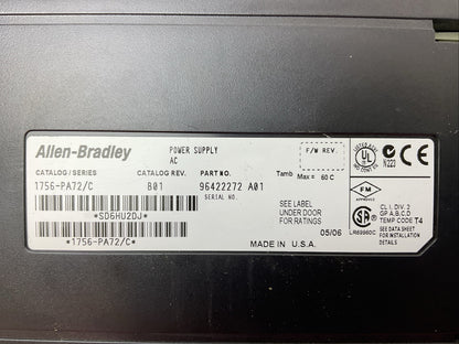 ALLEN-BRADLEY 1756-PA72 SER C CAT REV B01 POWER SUPPLY AC