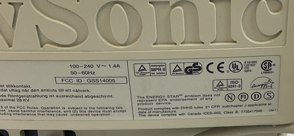 VIEWSONIC VCDTS21356-2M COMPUTER MONITOR 240VAC 1.4A 50-60HZ E641