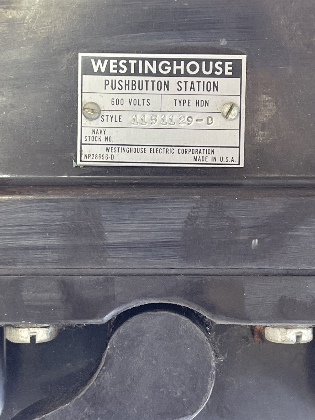 WESTINGHOUSE 1151129-D PUSHBUTTON STATION 600V TYPE HDN