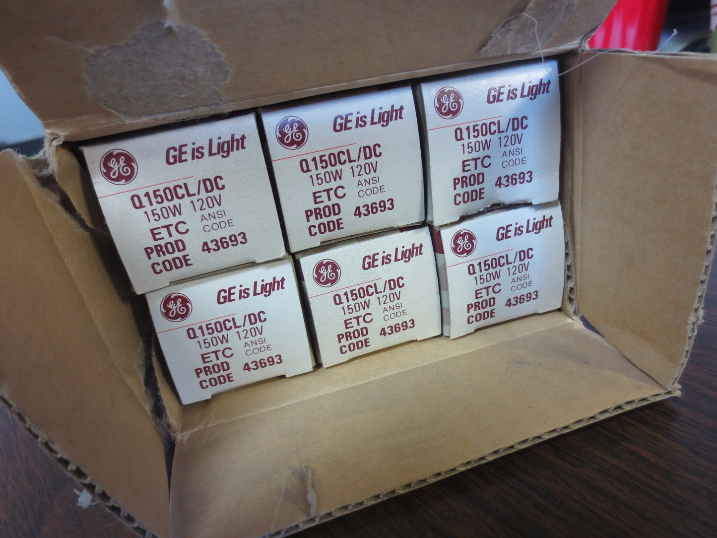 GE Q150CL/DC QUARTZLINE TUNGSTEN-HALOGEN LAMPS, NEW SURPLUS  LOT of 6, 150W 120V