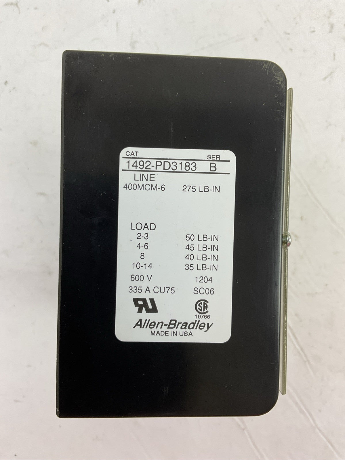 ALLEN BRADLEY 1492-PD3183 POWER TERMINGAL BLCK 600V 335A