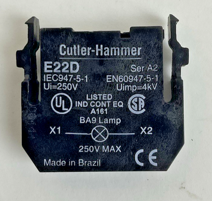 CUTLER HAMMER E22D SERIES A2 250V LIGHT UNIT FULL VOLTAGE CONTACT BLOCK LOT OF 4