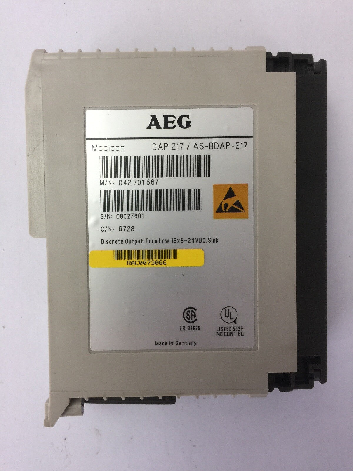 AEG MODICON DAP 217 / AS-BDAP-217 DISCRETE OUTPUT,TRUE LOW 16 X 5-24 VDC