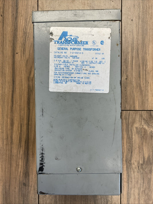 ACME T-2-53012-S TRANSFORMER PRI 240X480V SEC 120/240V 2.0KVA 1PH