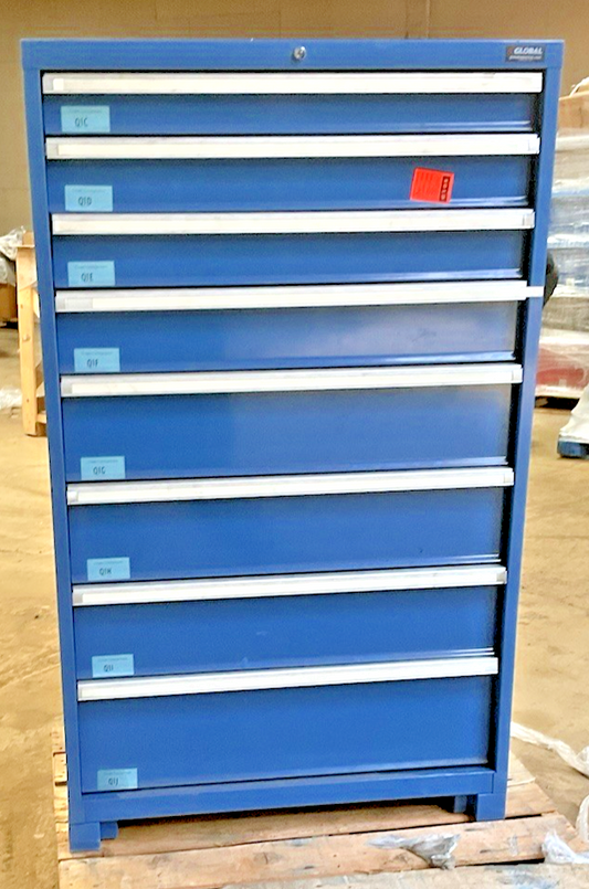 GLOBAL 8 DRAWER CABINET* DIVIDERS VARY EACH DRAWER *TILT HANDLE ****NO KEY***