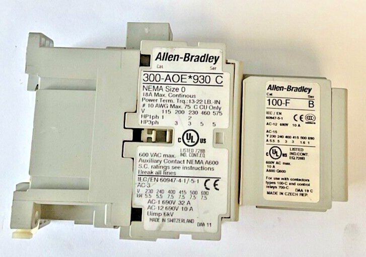 ALLEN BRADLEY 300-AOE*930 SER.C CONTACTOR W/ 100F SER.B